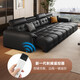 Pinyuejun and sofa Lawrence electric multi-function sofa Italian-style living room direct cowhide intelligent voice telescopic sofa bed 2.15-meter double electric position newly upgraded space sitting feeling Half-leather wireless version Contact surface leather + wireless remote control