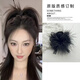 Tang Funi's temperament high ponytail bow feather clip for women 2025 new high-end retro hair volume hair clip black mesh bow