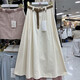 
KuZHANG (KUZHANG) 2025 spring and summer new Korean version rear elastic design casual denim skirt fashionable versatile long skirt women 1047H blue single size