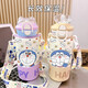 Sanrio stainless steel children's thermos cup new elementary school shoulder strap straw water cup outdoor with lid large capacity ETB679 Doraemon 500ml 500ML-[coffee]-painted printing-long-term protection