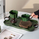 SUCCOHOMEWARE retro cream style ceramic binaural tray dinner plate tea tray household cup and saucer drain tray living room desktop storage tray green-ceramic tray
