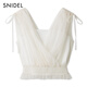SNIDEL2025 early autumn new product sweet drawstring cross tulle V-neck sleeveless top SWCT254052 White One Size (F)