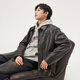 Gxg.jeans men's two-color retro pu leather American simple jacket for boys 25 autumn new arrival dark brown L (175)