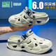 
Semir sandals men's summer couple wear soft sole and stinky beach shoes outdoor sports driving anti-slip hole shoes Volcanic ash 42 -43