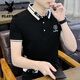 
Playboy short-sleeved T-shirt men's trend 2025 new summer lapel polo shirt ice-sensing half-sleeved summer fashion brand-length top F9226 black M 165