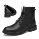 Dragonfly Brand 2025 Top -Layer Cowide Herren Martin Boots Herren Hohe Top British Style Large Code Echtes Leder Schwarz Arbeit Leder 6636 Schwarz plus Velvet -Baumwollschuhe glänzend Leder 40