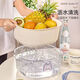 Zhizhou vegetable washing basket, drain basket and vegetable basin three-piece set, food-grade leaky basket, baby vegetable basket, for washing fruits in the kitchen, cream double layer drain basket, small + medium + large, random stickers, upgraded PP + PET material + milk white