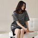 Pang Donglai DL Same style 2025 PAJAMAS POUR FEMMES EN SUMPRE CHEPAGE CORÈS DE COURRES POUR LES STRIPES NOIRS À PORTER AUTOBLES AUTUMES DE MAISON IMPILE YZT9859_SET 3XL_SUGSETED 150-170JIN [Jin est égal à 0,5 kg]
