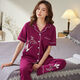 Pajamas de yalu para mujeres en verano delgadas sueltas de gran tamaño Madre pantalones de manga corta de gran tamaño juego de ropa para el hogar Q9922 Bolsa de pastilla M (peso 90-105 Jin [Jin equivale a 0.5 kg] se puede usar)