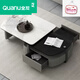 Table à thé de dalle de roche Quanyou Homeou Modern Simple salon Table de thé ménage petit rotatif rock rock rock table de thé armoire télévisée 14070 Fish Belly White Rotary Tea Table 100 Real Rock Slab