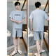 Calculat/Caen (Calculat/Keen) CK Men's Pajamas 2025 Новые шорты с коротким рукавом из чистого хлопка Тонкие летние повседневные двухсекционные одежды 9928# l [предполагают 100-120JIN [Джин равен 0,5 кг]]]