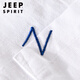 JEEP SPIRIT男士亚麻翻领短袖t恤宽松衬衫领上衣服有带领T棉麻料体恤麻布夏装 yunyi-9711蓝色 3XL