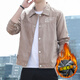 With pure YISHION2025 new men's lapel jacket retro jacket thin shirt suede spring and autumn gown youth clothes [Autumn and winter style] K12806 black [quality plus M