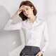Weißes V-Ausschnitt-Shirt für Frauen 2025 Frühling und Herbst Neue professionelle formelle Verschleiß-Interview Workwear Work-Shirt No Iron Top 6212 Weiß [V-Ausschnitt] Langarm M empfohlen [95-105jin [Jin gleich 0,5 kg]]