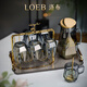 LOEB household cold kettle, high temperature resistance, large capacity, living room cold kettle, glass cup holder set, diamond kettle (grey) + 6 cups + deer holder + tray