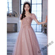 Really Pink Evening Dress for Women's Banquet Temperament Light Luxury Niche High-end French Gratitude Host Art Test Pink Long Style L
