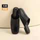 ZHR top layer sheepskin slippers for women in summer retro muller style semi-drag women's outer wear commuter women's shoes S677 noble black 34