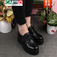 CARTELO brand shoes thick-soled small leather shoes for women 2025 spring and autumn new arrival platform wedge single shoes fashionable mother women's high heels black 38