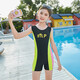 He Jiagong Girls' Swimsuit Children's Girls' Swimsuit Training Wear Medium and Large Children's Western Style Quick-Drying Little Girls One-piece Swimsuit Powder Blue + Swimming Cap + Earplugs and Nose Clip + Upgrade 170 XL Size 125-135cm50-60Jin Jin is equal to 0.5kg