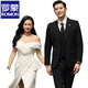 Traje de boda de Romon Groom Traje para hombres Set de tres piezas de tres piezas Corea Slim Business Casual Groomsmen's Dress Single Butt Navy (traje + chaleco + pantalones) XL