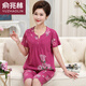 俞兆林（YUZHAOLIN）品牌夏季女短袖套装中老年人七分裤宽松加大码妈妈家居服薄款 6627短袖七分裤断码 M 80-100斤