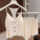 
2025 new modal beauty strap chest pad pajamas for women in summer thin sexy suspender shorts home clothing set X1429# dark gray 2XL
