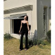 New summer hot girls must wear breasts and waist-retracting and micro-shaping fish bones and strapless V-neck sexy outerwear beautiful back top for women black [KK-K1048] 2XL