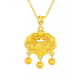 Qianjun CHENGNINI 24K longevity lock pendant 5G yellow I gold bell hollow safety lock necklace women's 999 pure gold plated pendant