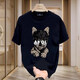 BPSO European und American Trendy Summer Pure Cotton Kurzärmer T-Shirt 2025 Neues T-Shirt Lose großes Paar Outfit Herren halbärmelig V691 Black S