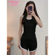 Modallo-Pyjamas mit Brustpolstern für Frauen im Sommer Neue reine und sexy Hosenträger Frühling und Herbst Casual Sports Weste Home Clothing Set 12035 Schwarzes Weste Modell M 80-100 Jin [Jin gleich 0,5 kg] tragen