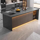 Feilunle light luxury slate central island dining table integrated with sink kitchen flush inverted table home high-end western kitchen central guide bar 1.6 meters + storage sink socket induction cooker light strip
