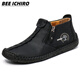 Bee Ichiro Chaussures en cuir décontracté pour hommes Automne Cuir One-Fot Business Casual Cuir Soft Soft Sof Sole Chaussures Chaussures pour hommes 6625 Bleu 41