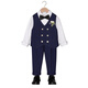 GOKU boys' suit autumn piano performance host suit children's chorus suit high-end one-year-old baby boy dress blue vest + pants + shirt + tie corsage 130 (recommended weight 43-50 Jin Jin equals 0.5 kg)