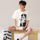Langsha Pajamas Manga corta para hombres pantalones cortos de algodón puro 2025 Nuevo talla de gran tamaño Cotton Men's Pule's Home Suitwear Estilo delgado 844 Hombres l