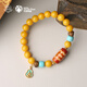 Potala Palace Beeswax Red Flesh Dzi Bead Bracelet Green Pine Agarwood 925 Silver Yellow Wealth Amber Bracelet for Men and Women as a Gift for Boyfriend Beeswax Red Flesh Agate Bead Bracelet