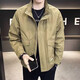 Jacket Men's 2025 Spring and Autumn New Style Loose Stand Collar Work Jacket Men's Trendy Versatile Clothes Green 4XL Recommended 160-175 Jin Jin equals 0.5 kg