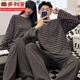 Victoria's style couple pajamas for spring and autumn new long-sleeved cotton men and women casual striped home clothes two-piece set #XF-15568 M women [75-100]Jin[Jin equals 0.5 kg]