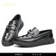Rowilcs Marke Größere Dock-Schicht Cowide Beanie Herren Schuhe atmungsaktiven Loafer Fuß kleiner Größe Krokodilmuster Business Casual Schuhe Männer D6194-19B genäht, nicht Viscose 37
