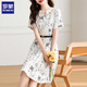 ROMON high-end dress summer 2025 new small person with fashionable temperament waist-hugging and slimming fashionable printed chiffon skirt color 2XL recommended 130-140Jin [Jin equals 0.5 kg]