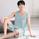 
Modal pajamas men's summer modal vest shorts home clothes summer thin sleeveless men's men can wear out suit M1047 gray blue M [Suggested 100-120 Jin [Jin equals 0.5 kg]]