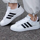 Adidas official ship store men's shoes, new summer sports shoes, wear-resistant training shoes, skateboard shoes, breathable casual shoes, men 9195-white-leather three-striped shoes 39