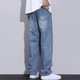 2025 Frühling Neues Gerade-Bein-Waschen Cool Jeans Herren Lose große trendige amerikanische Retro-Hosen 9921 Blau und Grau 31
