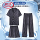 
LangSha Summer Pajamas 2025 New Men's Ice Silk Ice Silk Silk Short Sleeve Trousers Men's Summer Three-Piece Household Clothing 14904+K15904 L