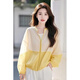 Woodpecker (TUCANO) 2025 summer new design contrast color splicing sunscreen short jacket for women loose and loose versatile long-sleeved top main picture color S recommended 80-100 Jin [Jin equals 0.5 kg]