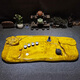 Miaopu Le authentic high-end solid wood root carving golden silk nanmu tea tray whole root carving tea tray golden silk nanmu wood belt drainage T263-3888 yuan