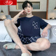 浪莎睡衣男士夏季纯棉短袖短裤套装夏天薄款大码宽松休闲套头家居服男 HD9928B短袖套装 XL 125-145斤