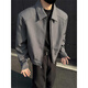 Digada Old Money Style Shoulder Pad Short Lapel Jacket Men's Autumn Versatile Trend Cleanfit Handsome Casual Jacket ZSFS-XZ121 Gray XL