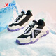 XTEP Children's Cotton Shoes Girls Mountain Hiking Elements Knob Buckle Velvet Sneakers Black/Sail White/Snow Blue Purple 36