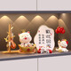 Yunya Lucky Cat Wohnzimmer Eingangsaufbewahrungsschlüssel und wohlhabende Ornamente für Hauseinrichtungsdekorationen bewegte Geschenke Yuanbao Rettung Katze + Holzrahmen + Fotorahmen + Ballon Katze 2 Katzen