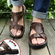 
Hot air ferrous (REFENGMAI) broken sandals for men's casual head layer cowhide beach shoes for summer new comfortable dual-purpose sandals genuine leather versatile brown 9928 44
